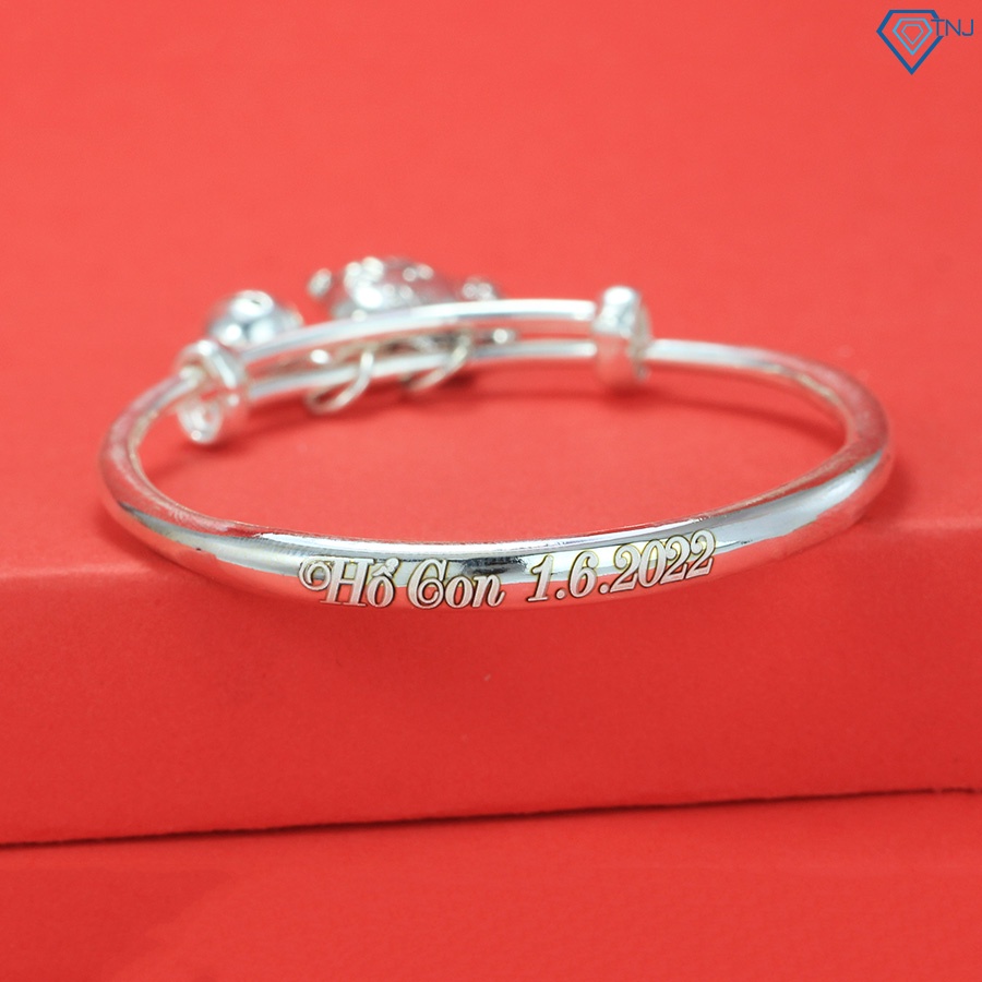 Quà thôi nôi, đầy thàng cho bé - Lắc bạc cho bé khắc tên hình con hổ LTT0069 - Trang Sức TNJ