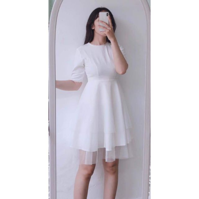 váy trắng dự tiệc ngắn tay kiểu dáng basic kèm ảnh thật MS139 SẴN | BigBuy360 - bigbuy360.vn