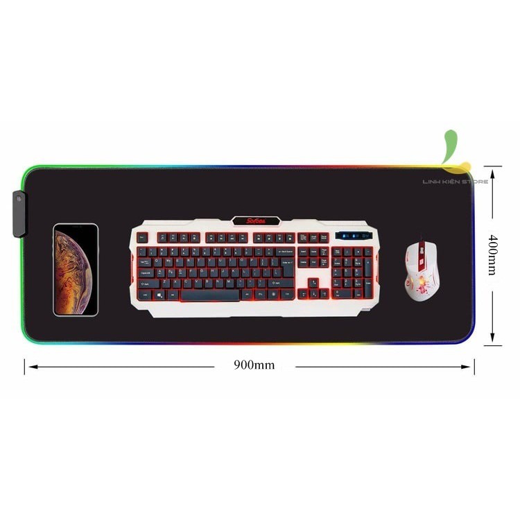 Lót chuột Glowing Cool FSD-15 RGB 400*900 - Phụ kiện gaming tăng độ bám của bàn phím và chuột chơi game