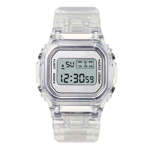 Luminous Waterproof Digital Simple Watch Universal Transparent Casual Gold Wrist Chronograph With Calendar Alarm