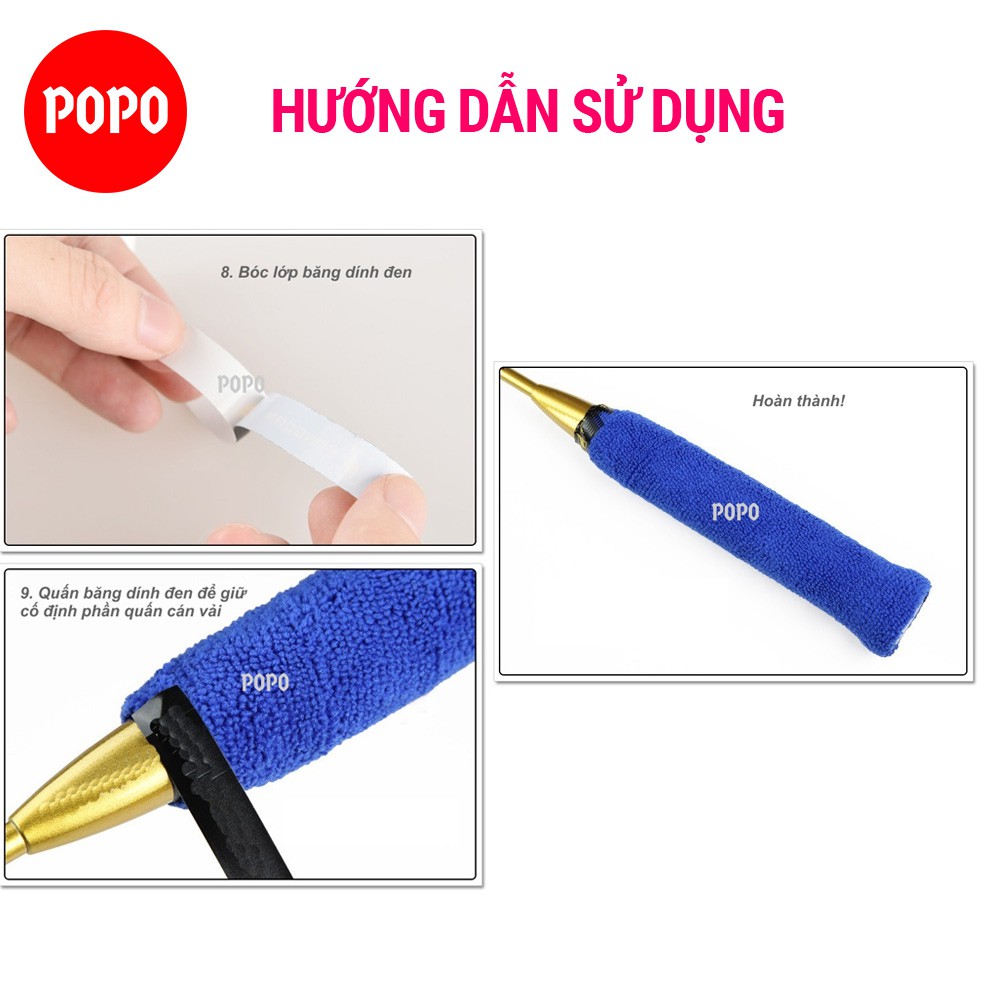 [Mã MABRHV155 giảm 15% đơn 250K] Quấn cán vải cầu lông (1 cuộn lớn) thoáng khí, thoát mồ hôi, mềm mại POPO Collection