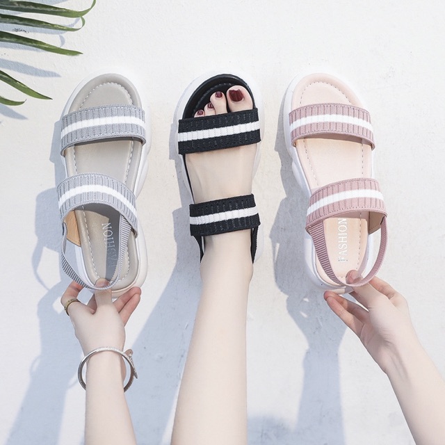 Sandal nữ quai chun ❤FREESHIP❤ phong cách hàn quốc, độn đế, tăng chiều cao