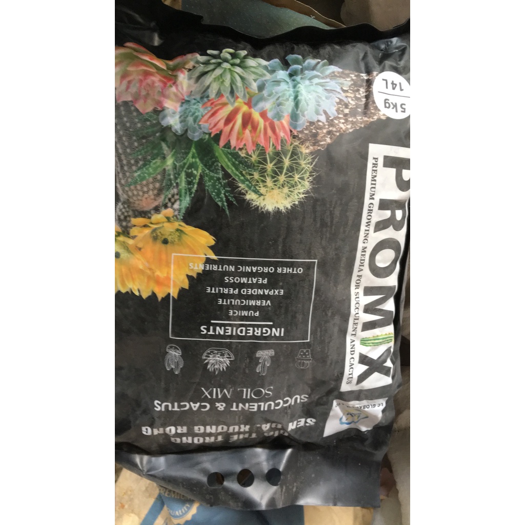 Giá Thể Cao Cấp PROMIX Trồng Sen Đá, Xương Rồng, Cây Mọng Nước bao 14 Lít