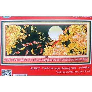Tranh thêu chữ thập Hoa khai phú quý 222557 (chưa thêu)