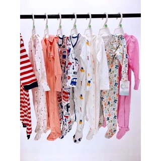 Body sleepsuit, bộ body sleep dài cotton liền tất vớ cho bé trai bé gái 0-24months, hàng xuất xịn
