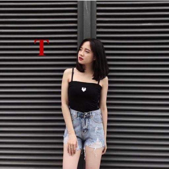 Áo 2 dây tim giữa ngực Chất bozip TTK649