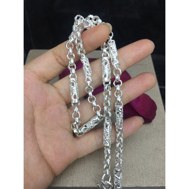 Dây chuyền nam ống bản 6-7li họa tiết bọ cạp bạc ta dài tầm 55cm mã D10BC