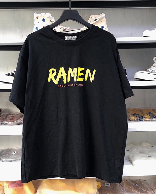 Áo Thun Unisex ❤️FREESHIP❤️ Áo Thun Tay Lỡ RAMEN màu ĐEN ☂️ Nam nữ unisex | BigBuy360 - bigbuy360.vn