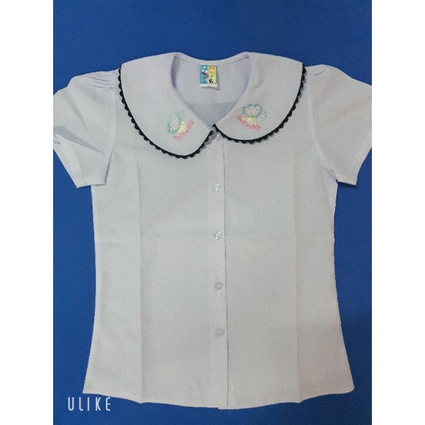 AP04- Áo sơ mi trắng nữ học sinh đồng phục học sinh bé gái cấp 1 cấp 2, sơ mi cổ sen, đồ đi học tiểu học