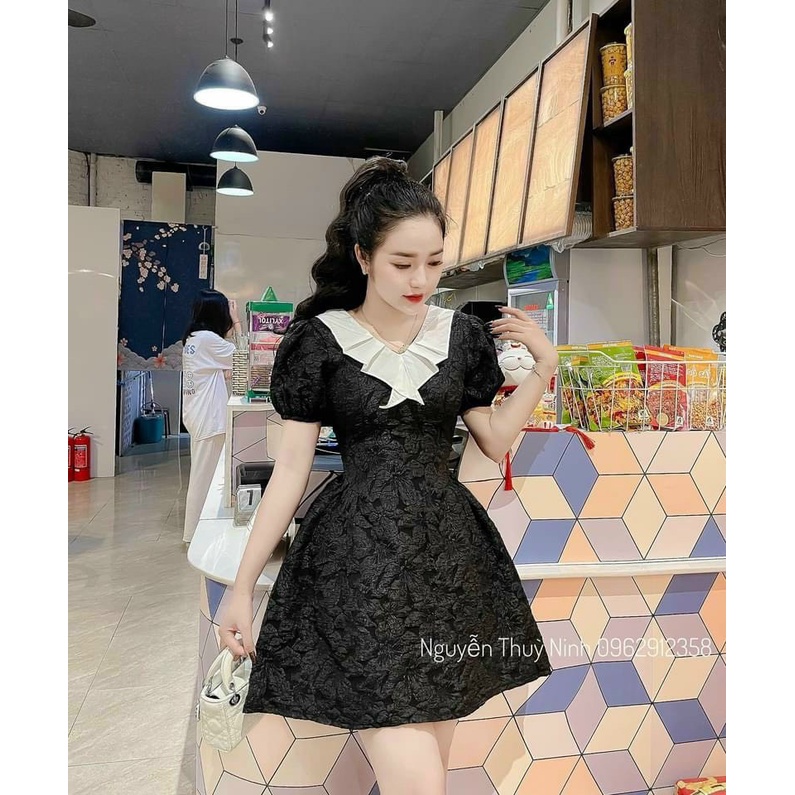 VÁY GẤM - ĐẦM GẤM HOA NỔI CỔ BÈO TRỄ VAI TIỂU THƯ SANG CHẢNH DỰ TIỆC SẴN MÚT NGỰC - NGỌC UYÊN STORE