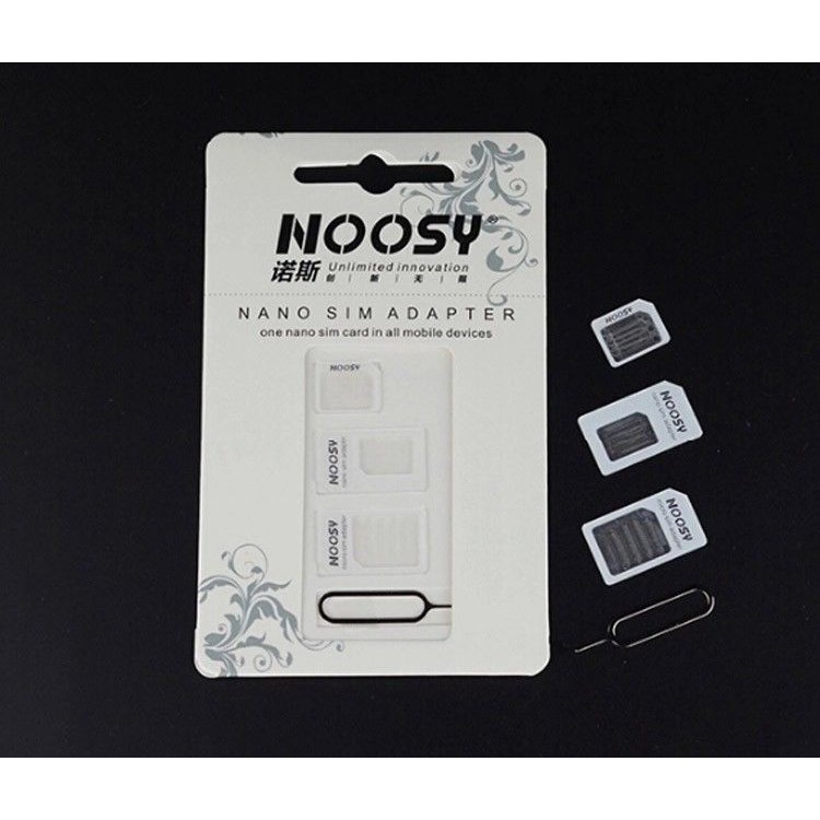 Bộ Chuyển Đổi SIM Noosy MicroSIM NanoSIM Adapter Biến Sim Đã Cắt Thành SIM To Chưa Cắt