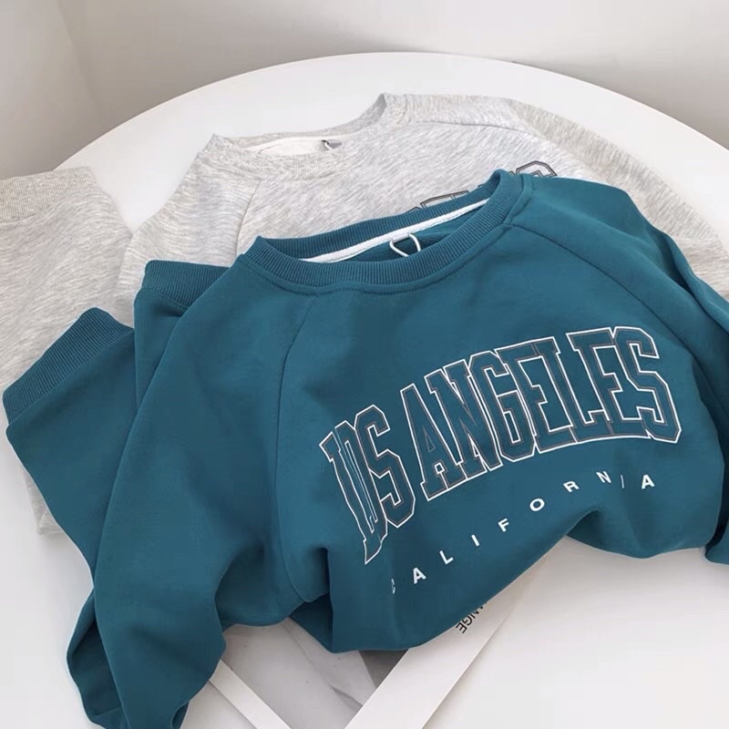 Áo Sweater chữ Los Angeles tay bồng đủ màu from thụng Unisex,Áo Sweater Nam/Nữ phong cách Ulzzang
