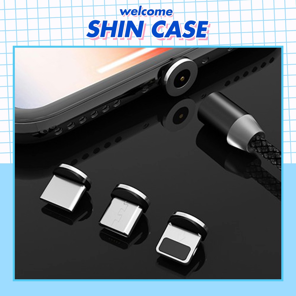 Cáp sạc nam châm tự hút 3 đầu nối Lightning, Type C, Micro USB - Shin Case