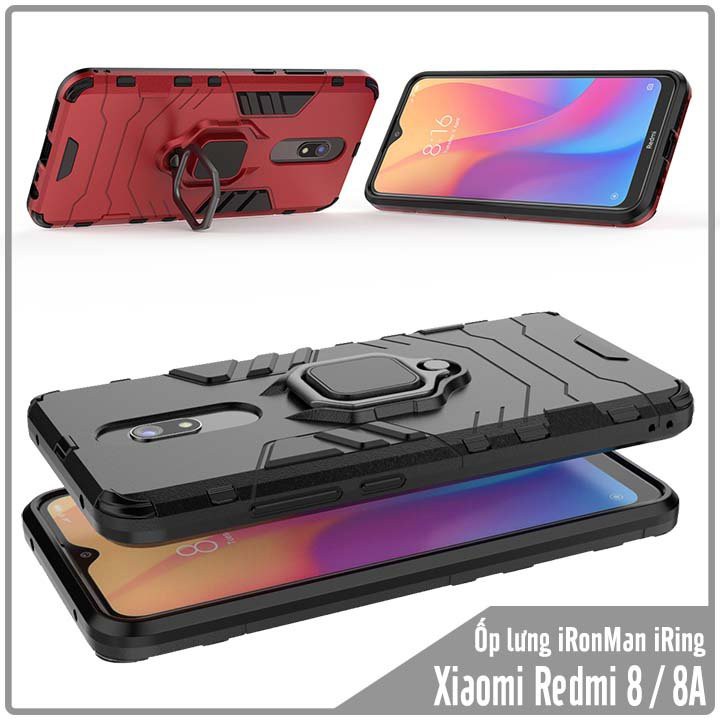 Ốp lưng Xiaomi Redmi 8 / 8A iRON - MAN IRING Nhựa PC cứng viền dẻo chống sốc