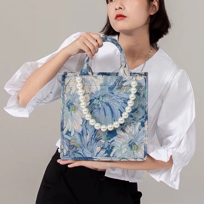 Túi tote IELGY sức chứa lớn đính ngọc trai giả thời trang cho nữ