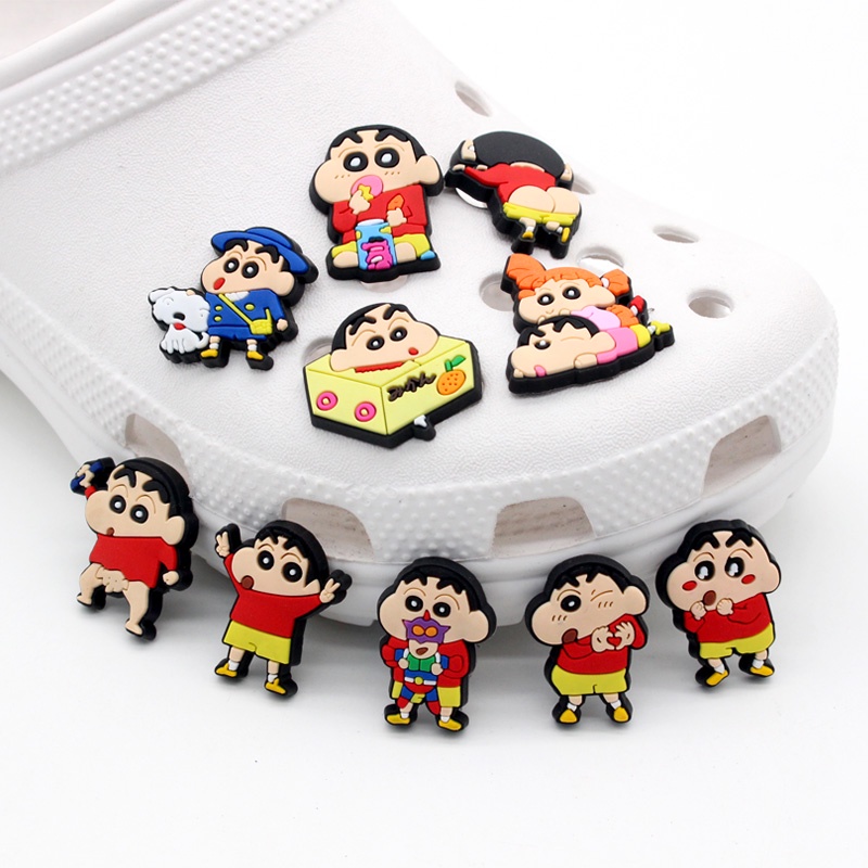 Jibbitz Crocs Dễ Thương Anime Crayon Shinchan Theme Funny Shoe Charm Diy Tháo Rời Giày Trang Trí Phụ Kiện Pvc Phim Hoạt Hình Guốc Gỗ Sandals Clasp Boys Girls Kids Quà Tặng