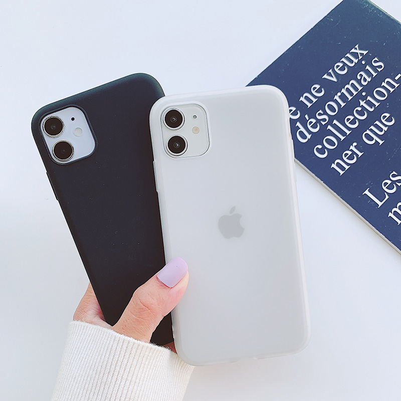 Ốp điện thoại màu trắng đen nhám cho Iphone 12 11 Pro Max Case XS 7 8 plus