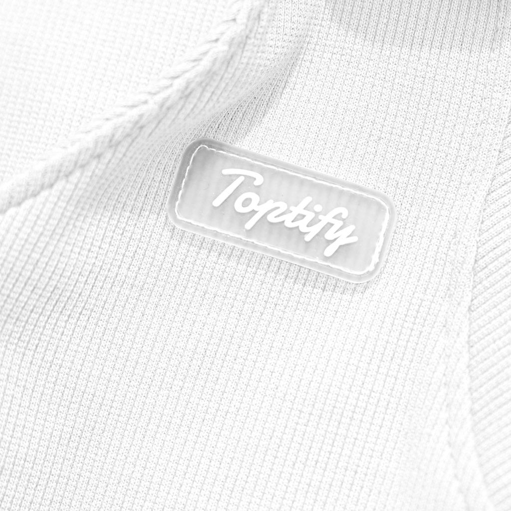 Áo croptop nữ body ngắn tay TOPTIFY polo khoét vai đính logo Love More Top AC243 | WebRaoVat - webraovat.net.vn