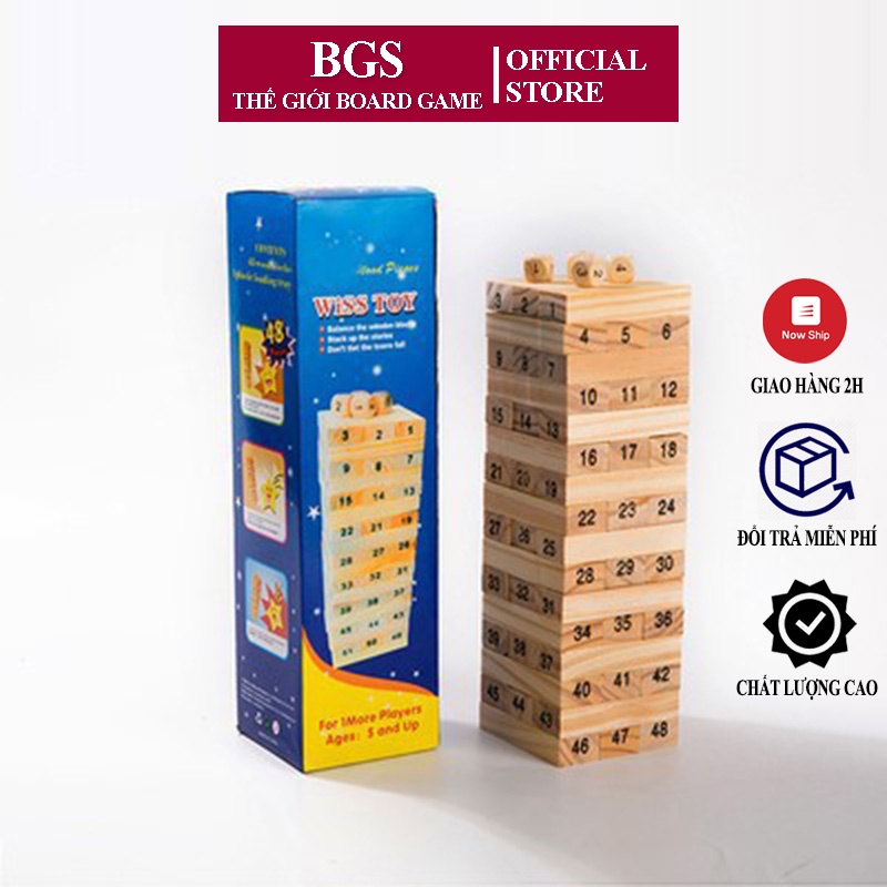 Trò Chơi Rút Gỗ Số 54 Thanh Gỗ Loại 18CM Giá Rẻ