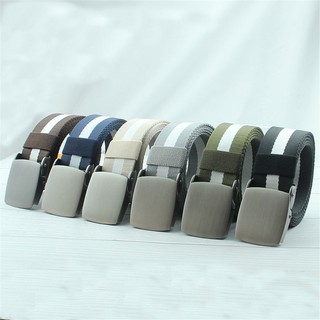 Thắt lưng vải canvas khóa kim loại thời trang cho nam nữ