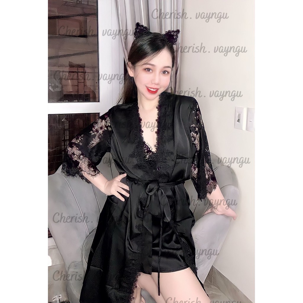 (Mã 789) Váy ngủ hai dây lụa satin sexy cao cấp Đầm mặc nhà gợi cảm quyến rũ