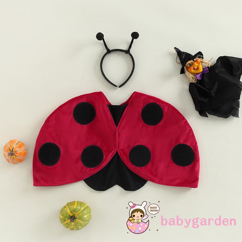Bộ Áo Choàng Bọ Rùa + Băng Đô Hóa Trang Halloween Cho Bé 6 Tháng 5Hs-3 Tuổi