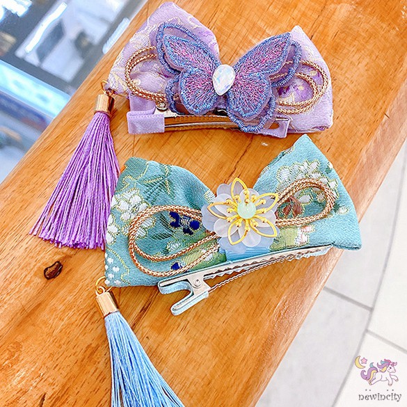 Nơ Cài Tóc Thiết Kế Tua Rua Phong Cách Trung Hoa Cho Bé Gái