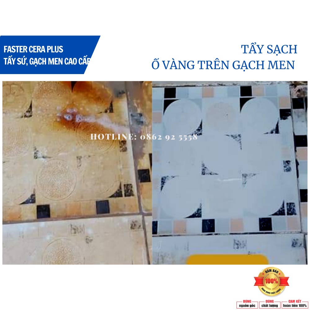 [SIÊU MẠNH] Tẩy bồn cầu, tẩy cặn đá vôi, vệt nước ố vàng trên gạch men nhà tắm, FasterCera 500ml siêu sạch, tiết kiệm
