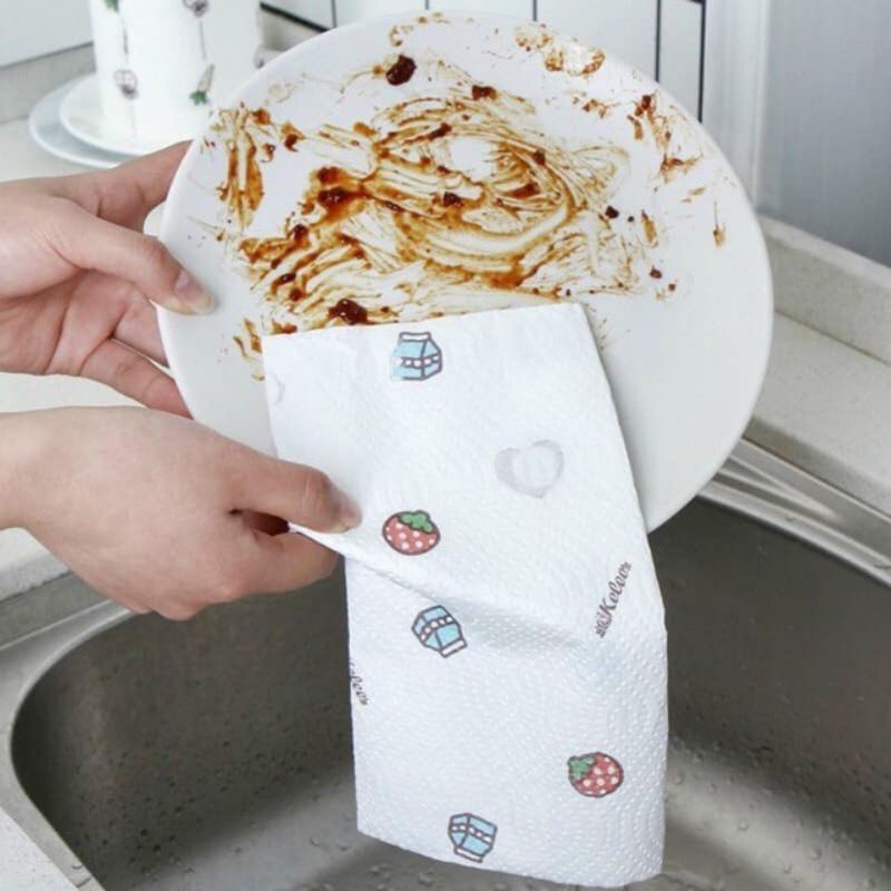 [ Cuộn TO dày 25cm 220to ] Cuộn khăn giấy đa năng họa tiết- có thể tái sử dụng