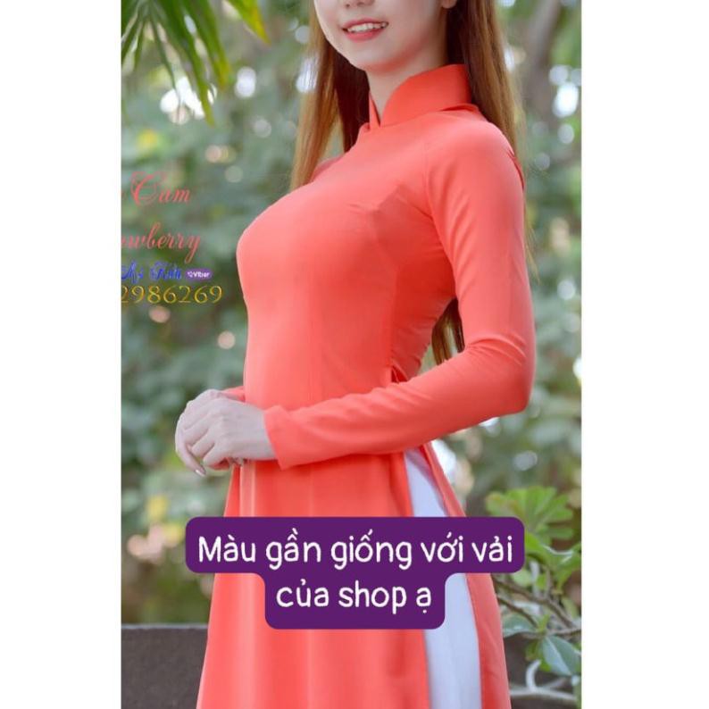 Vải lụa tằm ướt cao cấp-Màu cam đào trẻ trung ngọt ngào-Chuyên may áo dài-Bộ ống rộng-Váy đầm đi chơi-công sở-dự tiệc