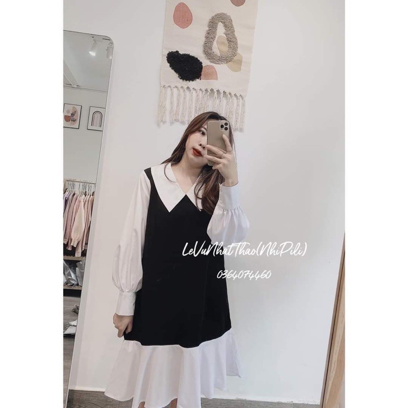 Váy sơmi cổ bẻ phối tay đuôi cá TTH865 | BigBuy360 - bigbuy360.vn