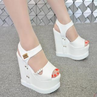 Giày Sandal Đế Xuồng Dày 15cm Hở Mũi Phong Cách Roman Mùa Hè 2019 Mới Cho Nữ
