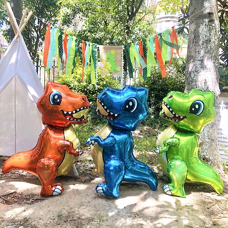 1 Bong Bóng Lá Nhôm Hình Khủng Long Đứng 4D Trang Trí Tiệc Sinh Nhật Cho Bé
