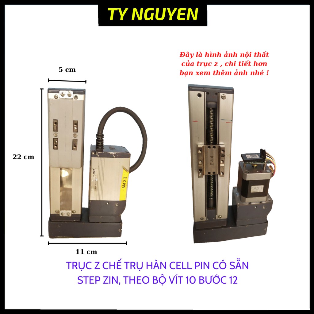 Trục z IAI chế trụ hàn cell pin, có sẵn step 42 zin theo bộ vít 10 bước 12 - Made in Japan