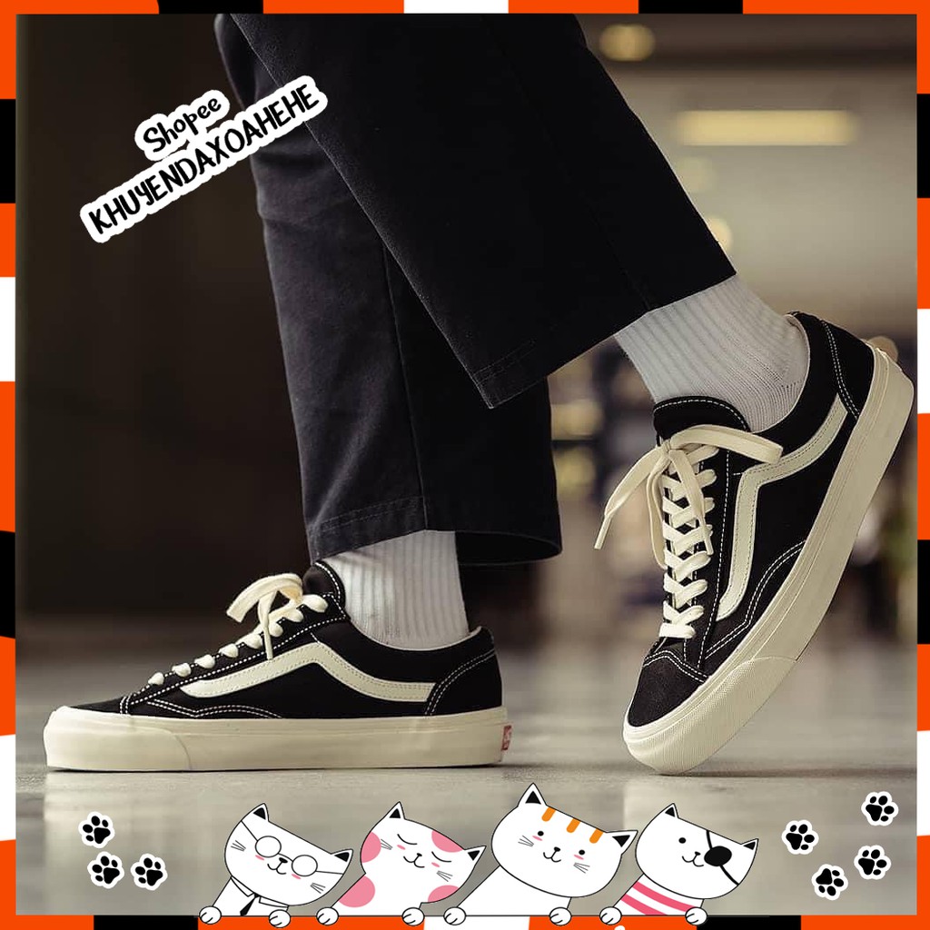 Giày V VAULT OLD SKOOL LX (SUEDE/CANVAS) BLACK, giày thể thao nam nữ đen mũi và gót da lộn