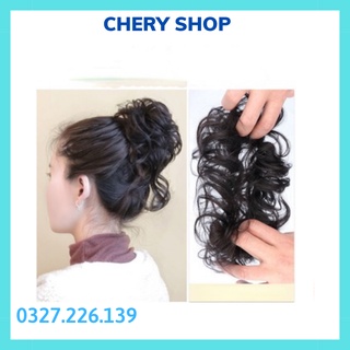Tóc giả nữ cột , búi cột xoăn cao cấp , búi rối