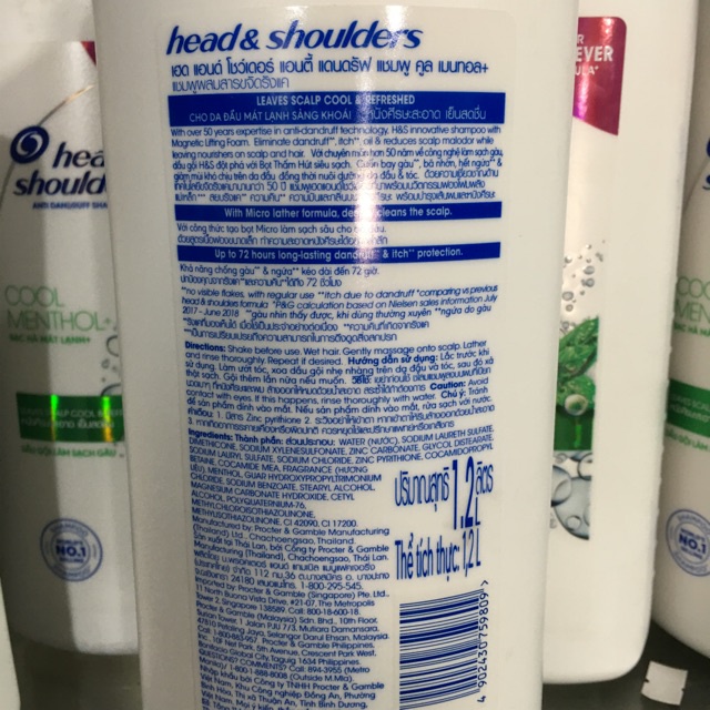 Dầu Gội Head &amp; Shoulders Bạc Hà Mát Lạnh chai 1200ml