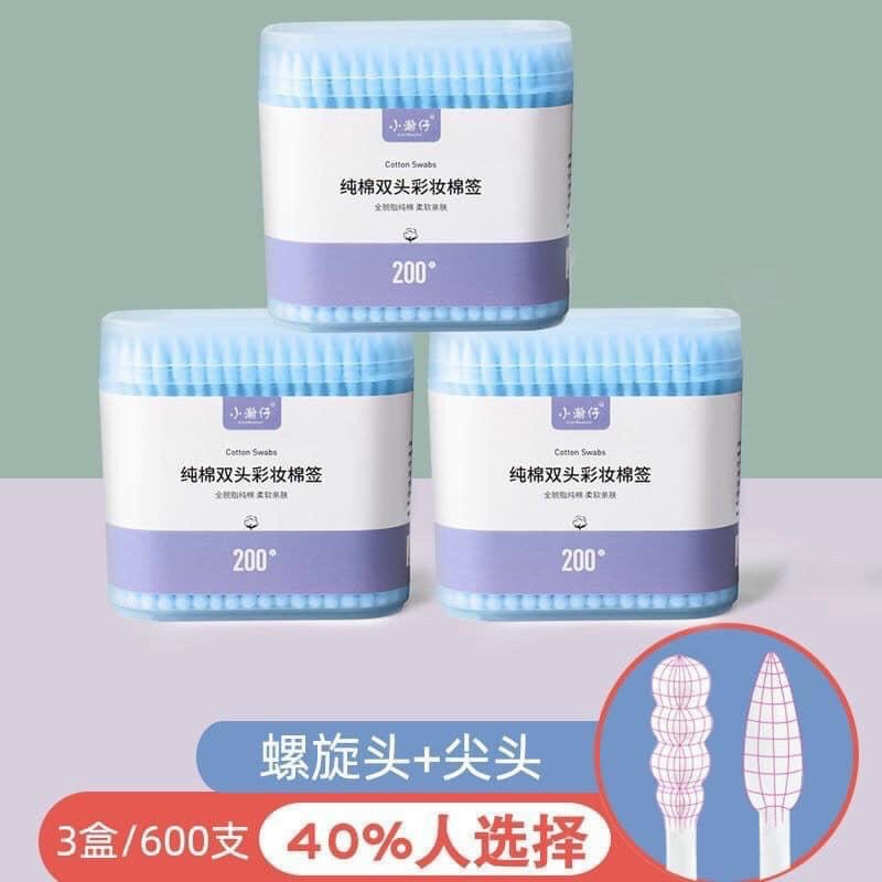 HỘP 200c TĂM BÔNG NGOÁY TAI 2 ĐẦU COTTON SWABS