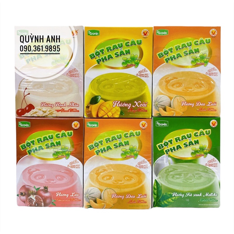 Bột rau câu pha sẵn Hoàng Yến Rovin 60gr nhiều mùi vị