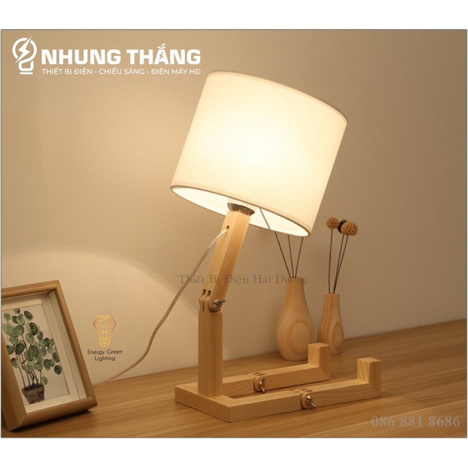 Đèn Ngủ Để Bàn 8031 - Các Khớp Nối Gỗ Điều Chỉnh - Thiết Kế Độc Đáo, Mới Lạ - Tặng Kèm Bóng Led - Bảo Hành 12 Tháng