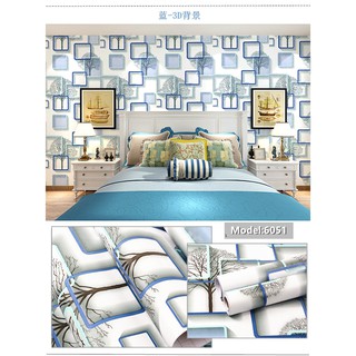 [Sale Sốc Xả Kho] Giấy Dán Tường Ô Vuông Xanh 0.45*10m