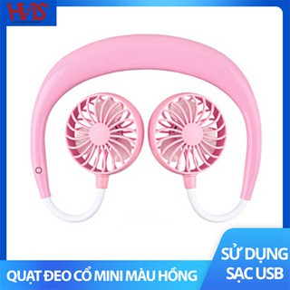 Quạt mini - Quạt đeo cổ tiện dụng hiện đại sạc USB thể thao , thời trang 3 Màu Đen - Hồng - Trắng