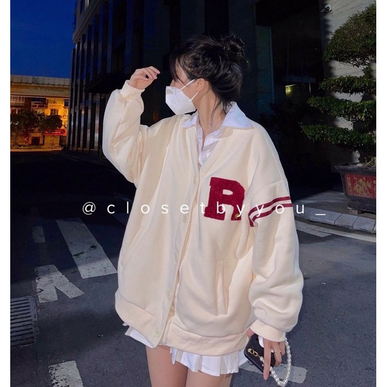 Áo khoác cardigan nỉ bông thêu R ( Ảnh thật ) | BigBuy360 - bigbuy360.vn