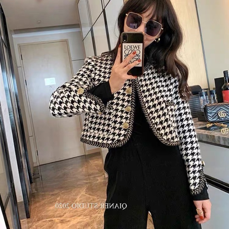 Áo Dạ Tweed Quảng Châu Kẻ Ziczac Dáng Ngắn (Hàng QC 2 Lớp Dày dặn) Áo Khoác Dạ Tweed Form Đứng | BigBuy360 - bigbuy360.vn