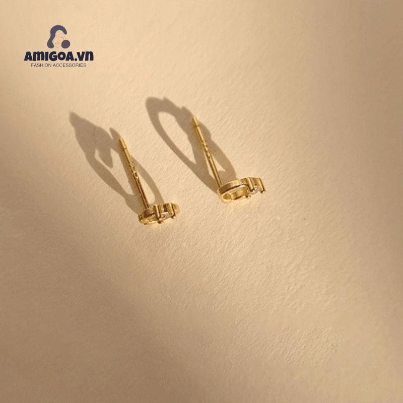 Khuyên Tai Hình Vương Miện Đính Đá Zircon Dễ Thương Cho Nữ