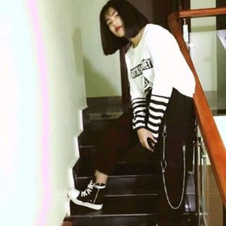 Áo phối tay sọc