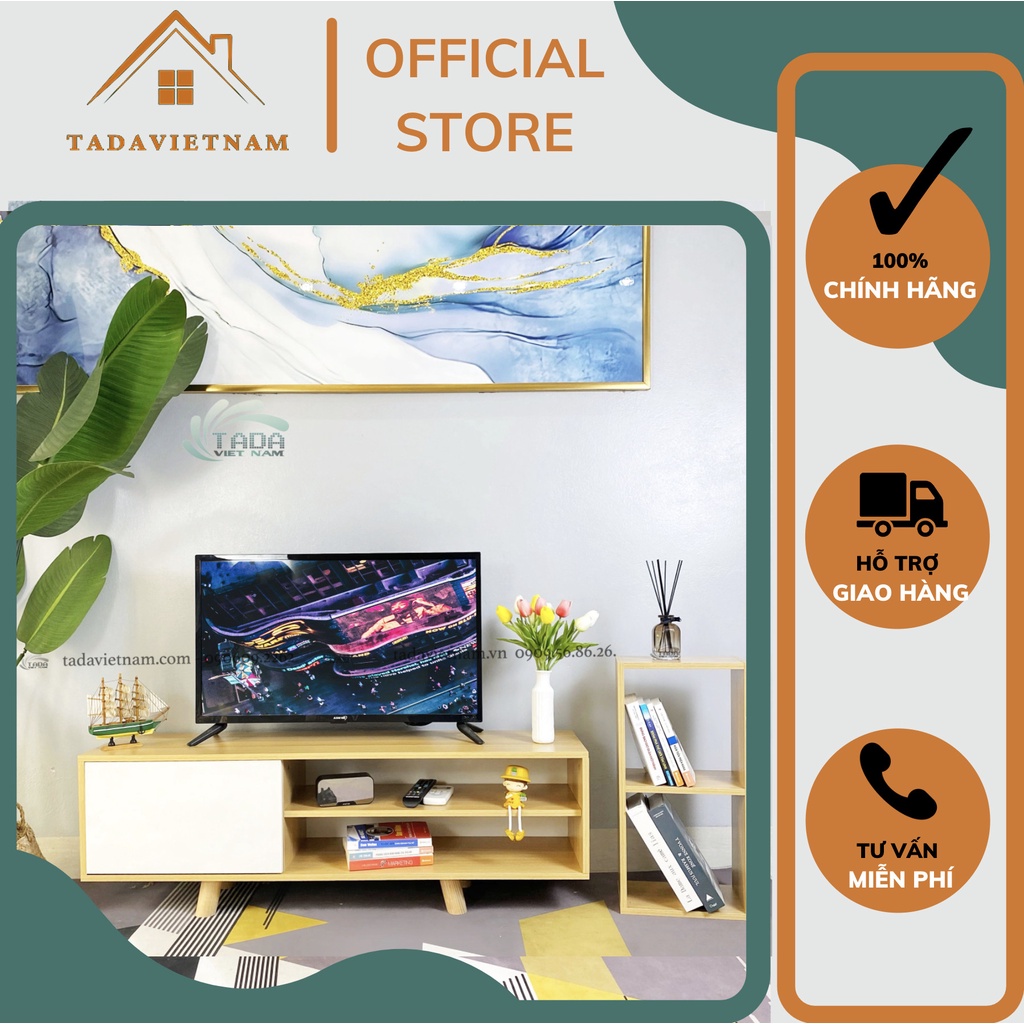 Kệ tivi để sàn Bắc Âu một cánh mở tiện lợi, dễ lắp đặt chất liệu gỗ MDF phủ melamin mã TADA ZPDS-5
