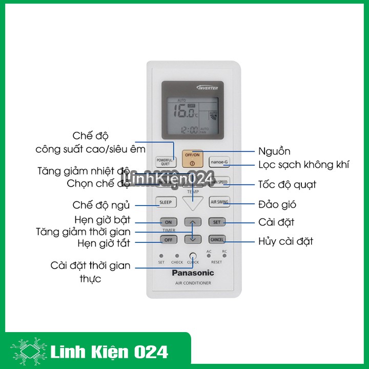 Điều Khiển Điều Hòa Panasonic Loại 15 Nút Nhấn - BH 1 tháng