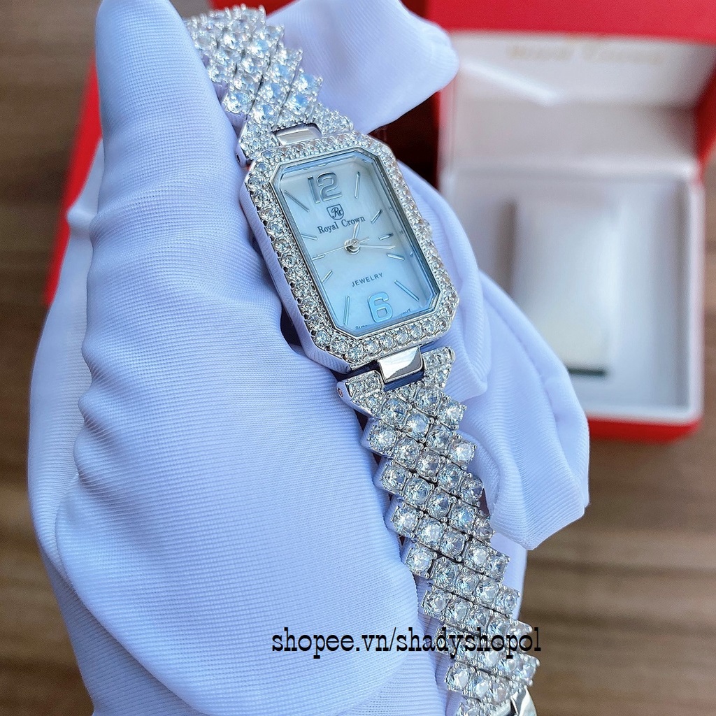 Đồng Hồ Royal Crown Nữ 6316 Chính Hãng Đính Đá Bạc