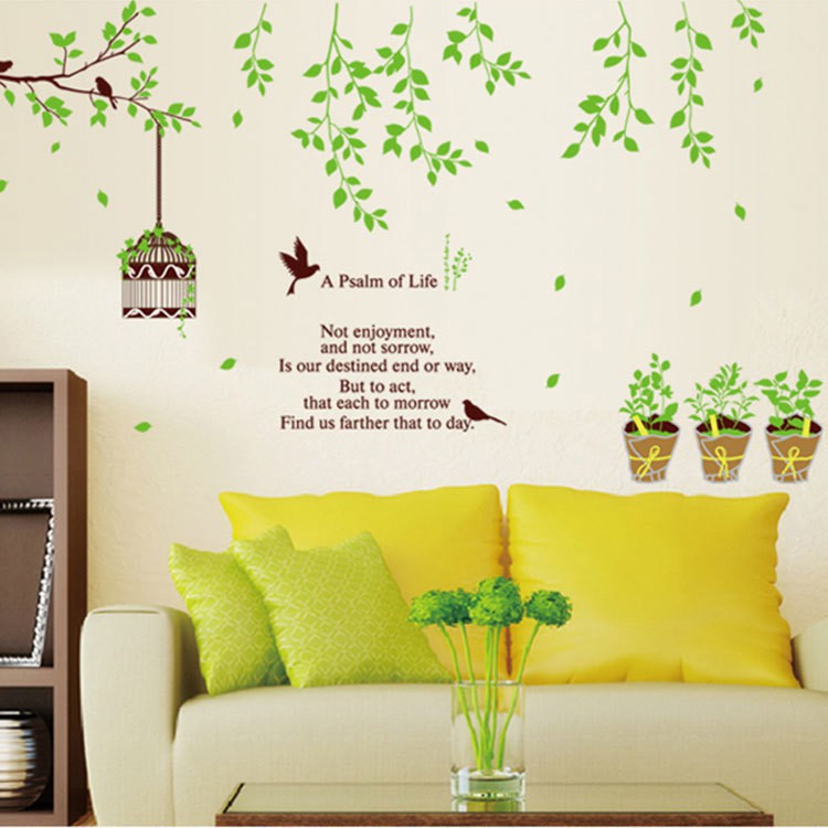 Decal dán tường - Giấy dán tường - Chim hót trên nhành cây - flowerdecal - AY9035